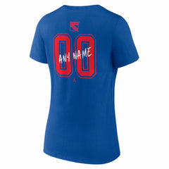 New York Rangers Women's Hustle Personalized Name & Number V-Neck T-Shirt - Blue - NHL 203921079