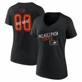 Philadelphia Flyers Women's Hustle Personalized Name & Number V-Neck T-Shirt - Black - NHL 203921091