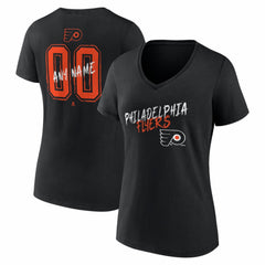 Philadelphia Flyers Women's Hustle Personalized Name & Number V-Neck T-Shirt - Black - NHL 203921091