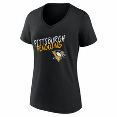 Pittsburgh Penguins Women's Hustle Personalized Name & Number V-Neck T-Shirt - Black - NHL 203921097