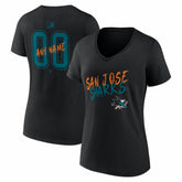 San Jose Sharks Women's Hustle Personalized Name & Number V-Neck T-Shirt - Black - NHL 203921103