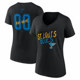 St. Louis Blues Women's Hustle Personalized Name & Number V-Neck T-Shirt - Black - NHL 203921114