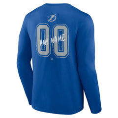 Tampa Bay Lightning Hustle Personalized Name & Number Long Sleeve T-Shirt - Blue - NHL 203921116