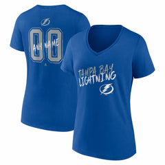 Tampa Bay Lightning Women's Hustle Personalized Name & Number V-Neck T-Shirt - Blue - NHL 203921118