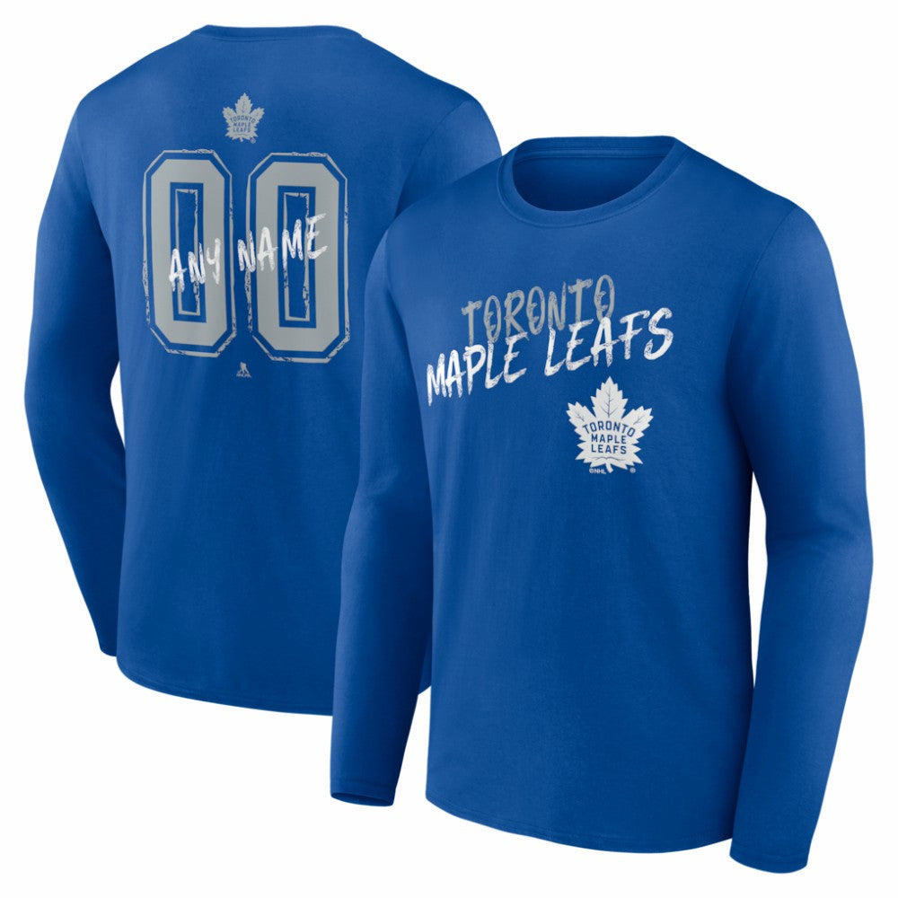 Toronto Maple Leafs Hustle Personalized Name & Number Long Sleeve T-Shirt - Blue - NHL 203921120
