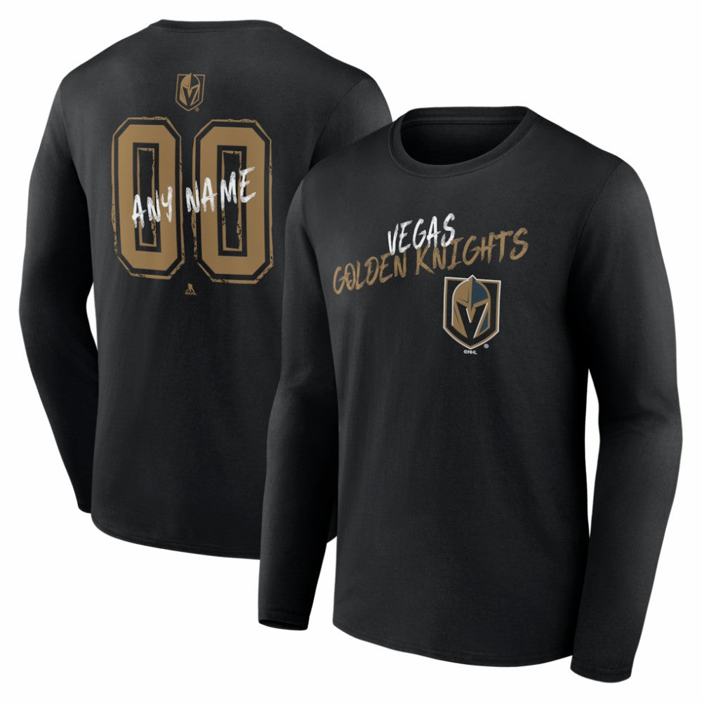 Vegas Golden Knights Hustle Personalized Name & Number Long Sleeve T-Shirt - Black - NHL 203921132