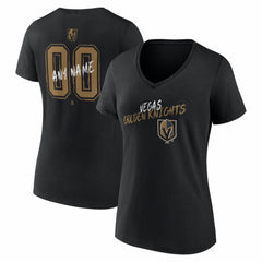 Vegas Golden Knights Women's Hustle Personalized Name & Number V-Neck T-Shirt - Black - NHL 203921135