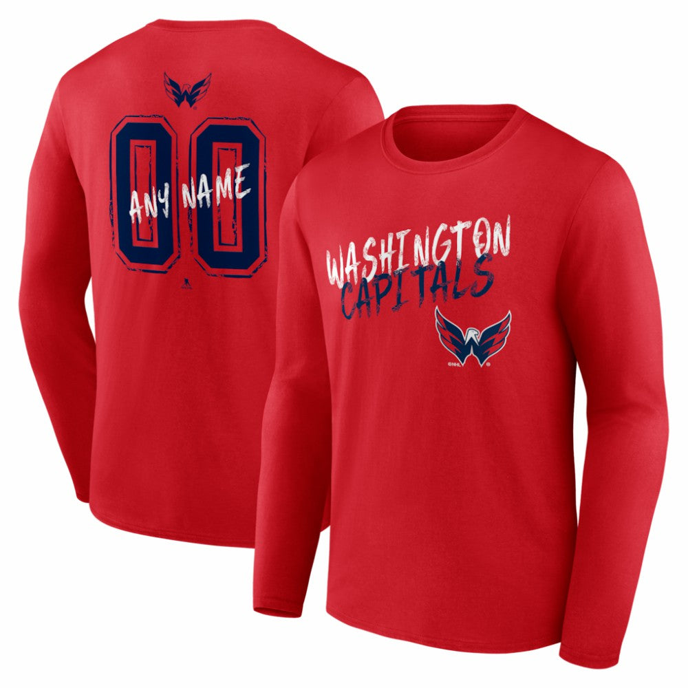 Washington Capitals Hustle Personalized Name & Number Long Sleeve T-Shirt - Red - NHL 203921137
