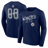 Winnipeg Jets Hustle Personalized Name & Number Long Sleeve T-Shirt - Navy - NHL 203921144