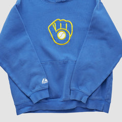 Milwaukee Brewers Majestic 2000s Hooded Pullover Sweatshirt - Blue - Yth XVintage - Fanatics Sale
