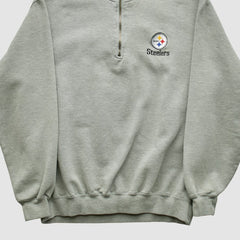 Fanatics Pittsburgh Steelers Lee Sport 90s 1/4 Zip Sweatshirt Heather Gray Vintage
