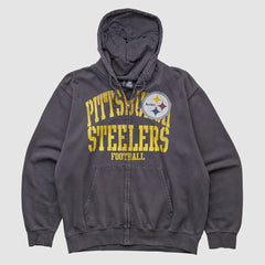 Fanatics Pittsburgh Steelers NFL 2010s Hooded Full Zip Sweatshirt Gray Vintage