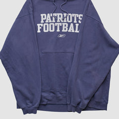 Fanatics New England Patriots Reebok 2000s Hooded Pullover Sweatshirt Navy Vintage