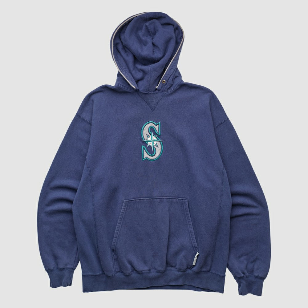 Seattle Mariners Champion 2000s Hooded Pullover Sweatshirt - Navy - Vintage - Fanatics Discount