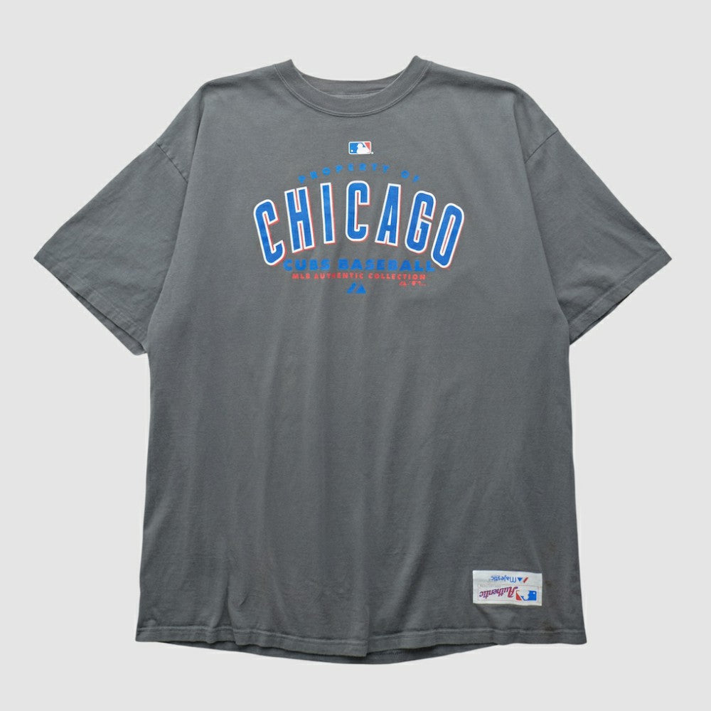 Chicago Cubs Majestic 2000s T-shirt - Gray - XVintage - Fanatics Discount