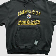 Fanatics Pittsburgh Steelers Reebok 2000s Hooded Pullover Sweatshirt Black Vintage