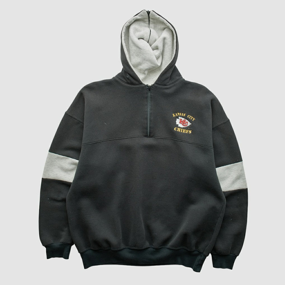 Fanatics Kansas City Chiefs Dodger 90s Hooded 1/4 Zip Sweatshirt Black Vintage