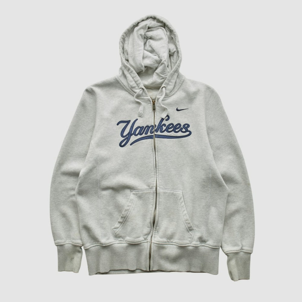 New York Yankees Nike 2000s Hooded Full Zip Sweatshirt - Heather Gray - XVintage - Nike Lifestyle