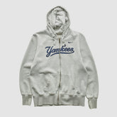 New York Yankees Nike 2000s Hooded Full Zip Sweatshirt - Heather Gray - XVintage - Nike Lifestyle