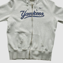 New York Yankees Nike 2000s Hooded Full Zip Sweatshirt - Heather Gray - XVintage - Nike Lifestyle