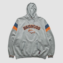 Fanatics Denver Broncos NFL 2000s Hooded Pullover Sweatshirt Heather Gray Vintage