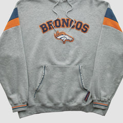 Fanatics Denver Broncos NFL 2000s Hooded Pullover Sweatshirt Heather Gray Vintage