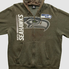 Fanatics Seattle Seahawks NFL 2010s Hooded Full Zip Sweatshirt Olive Vintage