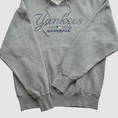 New York Yankees Majestic 2000s Hooded Pullover Sweatshirt - Heather Gray - Vintage - Fanatics on Sale
