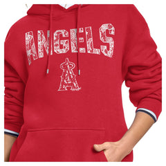 Los Angeles Angels Starter Women's Lace Team Lockup Fleece Hoodie - Red - MLB Sale