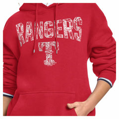 Texas Rangers Starter Women's Lace Team Lockup Fleece Hoodie - Red - MLB Lifestyle