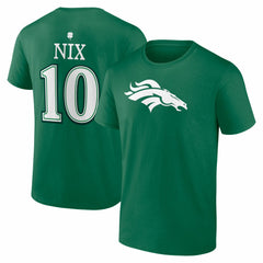 Bo Nix Denver Broncos St. Patrick's Day Icon Name & Number T-Shirt Green