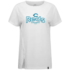 Cincinnati Reds Levelwear Women's Blue Haven Influx Cornerstone T-Shirt - White - MLB Discount