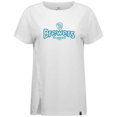 Milwaukee Brewers Levelwear Women's Blue Haven Influx Cornerstone T-Shirt - White - MLB Discount