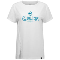 Chicago Cubs Levelwear Women's Blue Haven Influx Cornerstone T-Shirt - White - MLB on Sale