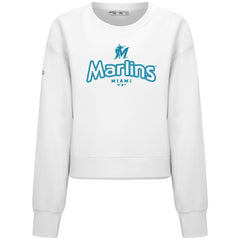 Miami Marlins Levelwear Women's Judd Cornerstone Cropped Sweatshirt - White - MLB Discount