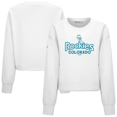 Colorado Rockies Levelwear Women's Judd Cornerstone Cropped Sweatshirt - White - MLB Lifestyle