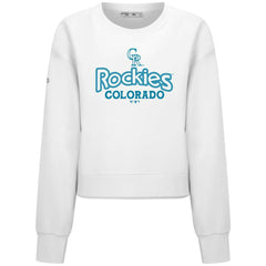 Colorado Rockies Levelwear Women's Judd Cornerstone Cropped Sweatshirt - White - MLB Lifestyle