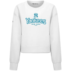 New York Yankees Levelwear Women's Judd Cornerstone Cropped Sweatshirt - White - MLB Lifestyle