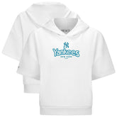 New York Yankees Levelwear Women's Amber Short Sleeve Cornerstone Hoodie - White - MLB on Sale