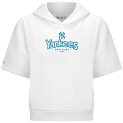 New York Yankees Levelwear Women's Amber Short Sleeve Cornerstone Hoodie - White - MLB on Sale