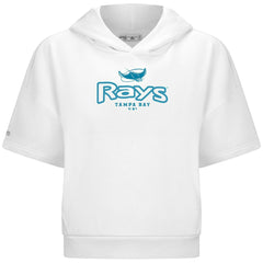 Tampa Bay Rays Levelwear Women's Amber Short Sleeve Cornerstone Hoodie - White - MLB Discount