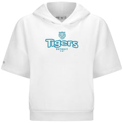 Detroit Tigers Levelwear Women's Amber Short Sleeve Cornerstone Hoodie - White - MLB Lifestyle