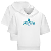 Kansas City Royals Levelwear Women's Amber Short Sleeve Cornerstone Hoodie - White - MLB Discount