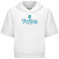 Minnesota Twins Levelwear Women's Amber Short Sleeve Cornerstone Hoodie - White - MLB Discount