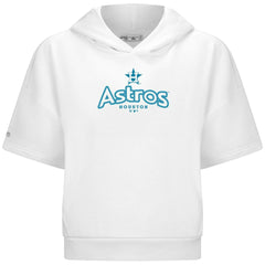 Houston Astros Levelwear Women's Amber Short Sleeve Cornerstone Hoodie - White - MLB Discount