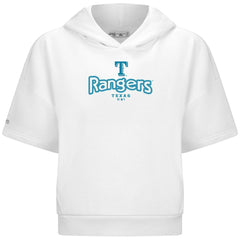 Texas Rangers Levelwear Women's Amber Short Sleeve Cornerstone Hoodie - White - MLB Lifestyle