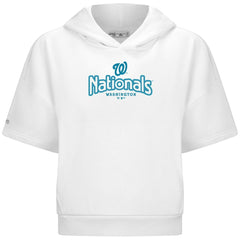 Washington Nationals Levelwear Women's Amber Short Sleeve Cornerstone Hoodie - White - MLB Lifestyle