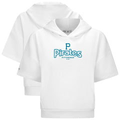 Pittsburgh Pirates Levelwear Women's Amber Short Sleeve Cornerstone Hoodie - White - MLB Sale