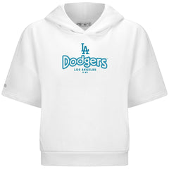 Los Angeles Dodgers Levelwear Women's Amber Short Sleeve Cornerstone Hoodie - White - MLB on Sale