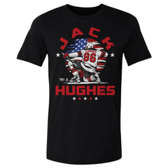 Jack Hughes US Men's Hockey 500 Level Flag T-Shirt - Black - NHL 203959018